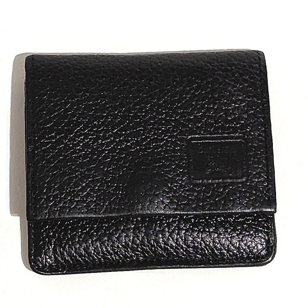 Burberry Black Leather Luxury Textured Pebbled Card Holder